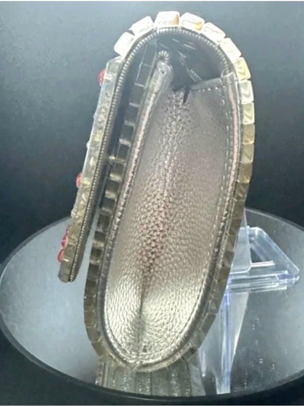 NWT Kurt Geiger London Party Glitter Envelope Clutch Rainbow Crystals Silver - Picture 6 of 10